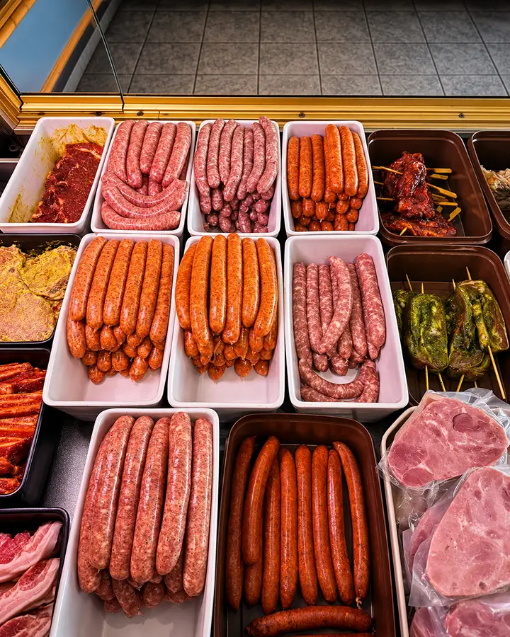 Saucisses artisanales préparées par une boucherie à Guéret